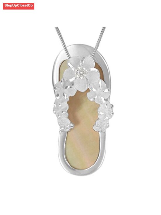 Jewelry - Sterling Silver Shell Slipper Flip Flop Pendant Necklace 16-18"